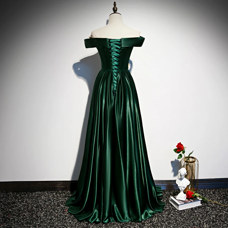 slim fit dress slacks Off Shoulder Long Mermaid Prom Dresses, Emerald Green Velvet Prom Dres –  ClaireBridal main image 1