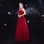 Elegant Burgundy Evening Dresses  2020 A-Line / Princess Spaghetti Straps Sleeveless Glitter Tulle Beading Floor-Length / Long Ruffle Backless Formal Dresses