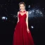 Elegant Burgundy Evening Dresses  2020 A-Line / Princess Spaghetti Straps Sleeveless Glitter Tulle Beading Floor-Length / Long Ruffle Backless Formal Dresses