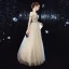 Sexy Champagne Transparentes Robe De Soirée 2020 Princesse Bretelles Spaghetti V-Cou Manches Courtes Perlage Longue Dos Nu Robe De Ceremonie