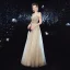 Sexy Champagne Transparentes Robe De Soirée 2020 Princesse Bretelles Spaghetti V-Cou Manches Courtes Perlage Longue Dos Nu Robe De Ceremonie