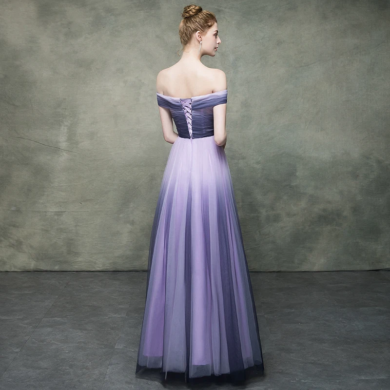 Classy Purple Gradient Color Lavender Evening Dresses 2019 Empire Off The Shoulder Short Sleeve Floor Length Long Formal Dresses Backless Ruffle Classy Purple Gradient Color Lavender Evening Dresses 2019 Empire Off The Shoulder Short Sleeve Floor Length Long Formal Dresses Backless Ruffle