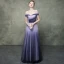 Chic Violet Dégradé De Couleur Lavande Robe De Soirée 2019 Empire De l'épaule Manches Courtes Longue Robe De Ceremonie Dos Nu Volants