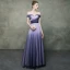Chic Violet Dégradé De Couleur Lavande Robe De Soirée 2019 Empire De l'épaule Manches Courtes Longue Robe De Ceremonie Dos Nu Volants