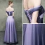 Chic Violet Dégradé De Couleur Lavande Robe De Soirée 2019 Empire De l'épaule Manches Courtes Longue Robe De Ceremonie Dos Nu Volants