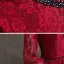 Vintage / Retro Burgundy Lace Evening Dresses  2020 A-Line / Princess High Neck Puffy 3/4 Sleeve Beading Sash Floor-Length / Long Backless Formal Dresses