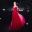 Élégant Bordeaux Transparentes Robe De Soirée 2020 Princesse Encolure Carrée 1/2 Manches Appliques En Dentelle Perlage Train De Balayage Volants Dos Nu Robe De Ceremonie