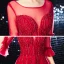 Élégant Bordeaux Transparentes Robe De Soirée 2020 Princesse Encolure Carrée 1/2 Manches Appliques En Dentelle Perlage Train De Balayage Volants Dos Nu Robe De Ceremonie