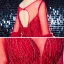 Élégant Bordeaux Transparentes Robe De Soirée 2020 Princesse Encolure Carrée 1/2 Manches Appliques En Dentelle Perlage Train De Balayage Volants Dos Nu Robe De Ceremonie