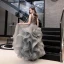 Luxury / Gorgeous Grey Prom Dresses 2020 Ball Gown V-Neck Sleeveless Sash Beading Floor-Length / Long Cascading Ruffles Backless Formal Dresses