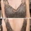 Luxury / Gorgeous Grey Prom Dresses 2020 Ball Gown V-Neck Sleeveless Sash Beading Floor-Length / Long Cascading Ruffles Backless Formal Dresses