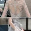 Haut de Gamme Gris Transparentes Robe De Soirée 2020 Princesse Encolure Dégagée Manches Longues Plumes Perlage Longue Volants Robe De Ceremonie