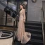 Haut de Gamme Doré Transparentes Robe De Soirée 2020 Princesse Encolure Dégagée Gonflée Manches Longues Étoile Perlage Faux Diamant Train De Balayage Volants Robe De Ceremonie