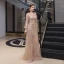 Haut de Gamme Doré Transparentes Robe De Soirée 2020 Princesse Encolure Dégagée Gonflée Manches Longues Étoile Perlage Faux Diamant Train De Balayage Volants Robe De Ceremonie