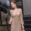 Haut de Gamme Doré Transparentes Robe De Soirée 2020 Princesse Encolure Dégagée Gonflée Manches Longues Étoile Perlage Faux Diamant Train De Balayage Volants Robe De Ceremonie