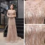 Haut de Gamme Doré Transparentes Robe De Soirée 2020 Princesse Encolure Dégagée Gonflée Manches Longues Étoile Perlage Faux Diamant Train De Balayage Volants Robe De Ceremonie