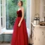 Chic / Belle Bordeaux Robe De Soirée 2020 Princesse Perlage Bretelles Spaghetti Sans Manches Longue Volants Dos Nu Robe De Ceremonie