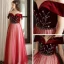 Chic / Beautiful Red Suede Evening Dresses  2020 A-Line / Princess Off-The-Shoulder Short Sleeve Beading Glitter Tulle Floor-Length / Long Ruffle Backless Formal Dresses