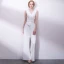 Elegante Ivory / Creme Overall 2019 V-Ausschnitt Ärmellos Stoffgürtel Lange Abendkleider