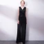 Elegante Ivory / Creme Overall 2019 V-Ausschnitt Ärmellos Stoffgürtel Lange Abendkleider