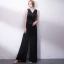 Elegante Ivory / Creme Overall 2019 V-Ausschnitt Ärmellos Stoffgürtel Lange Abendkleider