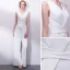 Elegante Ivory / Creme Overall 2019 V-Ausschnitt Ärmellos Stoffgürtel Lange Abendkleider