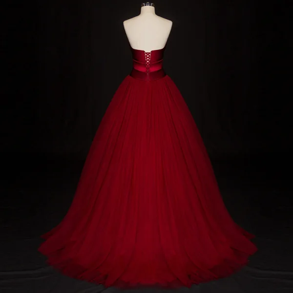 Modern / Fashion Red Prom Dresses 2019 Ball Gown Strapless Sleeveless Floor-Length / Long Ruffle Backless Formal Dresses