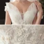 Chic / Beautiful Ivory Wedding Dresses 2020 Ball Gown Off-The-Shoulder Short Sleeve Backless Glitter Organza Appliques Lace Beading Chapel Train Ruffle