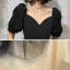Elegant Black Gradient-Color Champagne Evening Dresses  2020 A-Line / Princess V-Neck Puffy Short Sleeve Sash Glitter Tulle Floor-Length / Long Ruffle Backless Formal Dresses