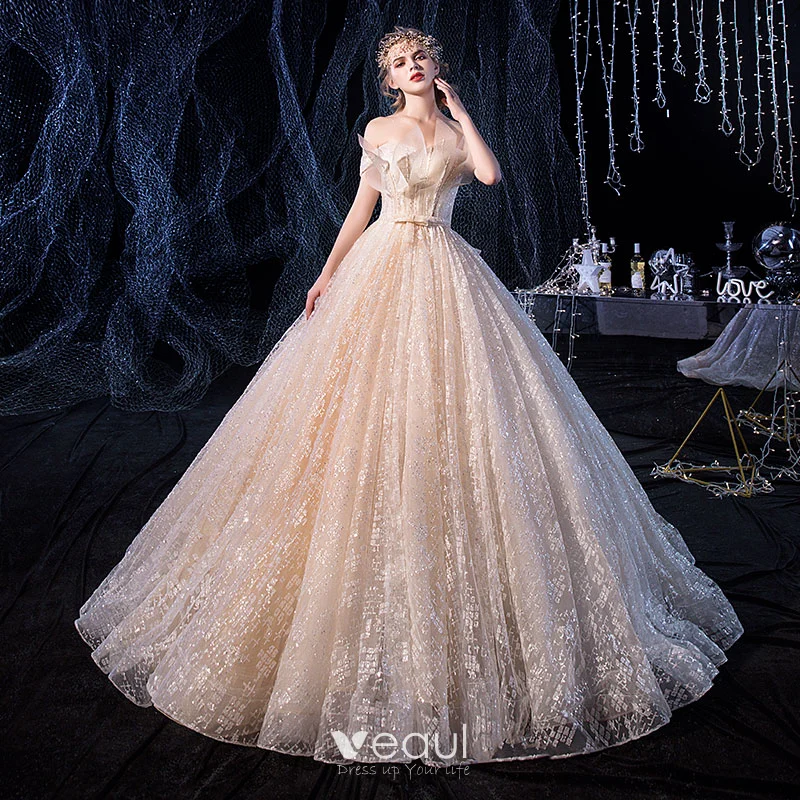 champagne glitter wedding dress Sparkly champagne wedding dress | Fairy wedding dress main image 0