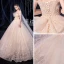 Luxury / Gorgeous Champagne Wedding Dresses 2020 A-Line / Princess Off-The-Shoulder Short Sleeve Backless Bow Sash Glitter Tulle Beading Court Train Ruffle