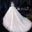 Sjarmerende Elfenben Brudekjoler 2020 Ballkjole Kjæreste Avtakbar Langermede Ryggløse Glitter Tyll Appliques Blonder Beading Cathedral Train Buste