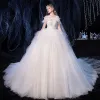 Charming Ivory Wedding Dresses 2020 Ball Gown Sweetheart Detachable Long Sleeve Backless Glitter Tulle Appliques Lace Beading Cathedral Train Ruffle