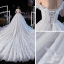 Luxury / Gorgeous Champagne Wedding Dresses 2020 Ball Gown Off-The-Shoulder Short Sleeve Backless Butterfly Appliques Lace Glitter Tulle Beading Cathedral Train Ruffle