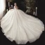 Vintage / Retro Champagne See-through Wedding Dresses 2020 Ball Gown High Neck 3/4 Sleeve Backless Glitter Tulle Appliques Lace Beading Chapel Train Ruffle