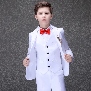 Eleganckie Białe Chłopięce Garnitury Ślubne 2020