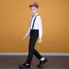 Asequible Blanco Camisas Negro Tirantes Pantalones Trajes De Boda Para Niños 2020