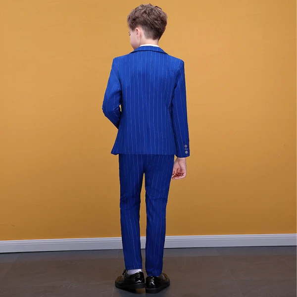 Mode Bleu Roi Rayé Costumes De Mariage pour garçons 2020