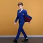 Mode Bleu Roi Rayé Costumes De Mariage pour garçons 2020