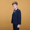 Navy Blue Checked Boys Wedding Suits 2020