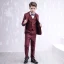 Mode Manches Longues Manteau Bordeaux à carreaux Costumes De Mariage pour garçons 2020
