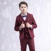 Mode Manches Longues Manteau Bordeaux à carreaux Costumes De Mariage pour garçons 2020