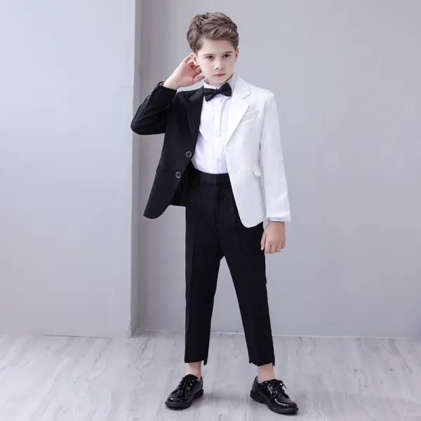 Amazing / Unique Two Tone Black White Boys Wedding Suits 2020