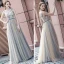 Elegant Champagne Evening Dresses  2020 A-Line / Princess V-Neck Sleeveless Beading Sash Floor-Length / Long Ruffle Backless Formal Dresses