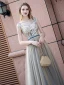 Elegant Champagne Evening Dresses  2020 A-Line / Princess V-Neck Sleeveless Beading Sash Floor-Length / Long Ruffle Backless Formal Dresses