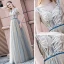 Elegant Champagne Evening Dresses  2020 A-Line / Princess V-Neck Sleeveless Beading Sash Floor-Length / Long Ruffle Backless Formal Dresses