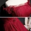 Best Red Evening Dresses  2020 A-Line / Princess Off-The-Shoulder Short Sleeve Appliques Lace Beading Glitter Tulle Sash Floor-Length / Long Ruffle Backless Formal Dresses