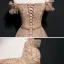 Beste Braun Abendkleider 2020 A Linie Off Shoulder Kurze Ärmel Perlenstickerei Stoffgürtel Lange Rüschen Rückenfreies Festliche Kleider