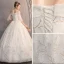 Affordable Ivory Wedding Dresses 2019 Ball Gown Off-The-Shoulder 1/2 Sleeves Backless Appliques Lace Sequins Floor-Length / Long