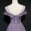 High-end Lavender Evening Dresses  2020 A-Line / Princess Scoop Neck Short Sleeve Beading Floor-Length / Long Ruffle Backless Formal Dresses